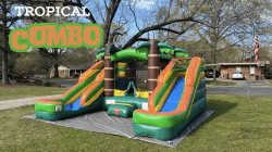 Tropical Double Slide Bounce House  ( Wet/Dry)